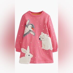 Mini Boden Cosy Appliqué Sweatshirt Dress